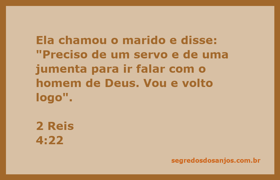 Mulher pedindo ao marido um servo e uma jumenta para visitar o homem de Deus