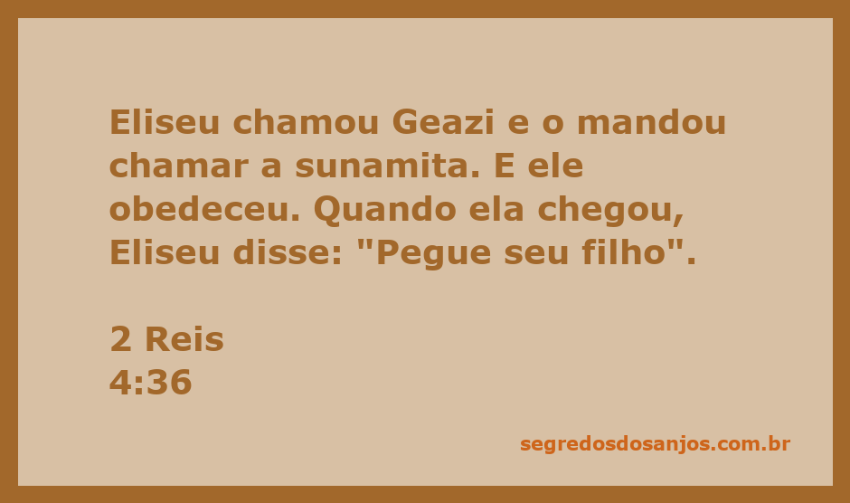 Eliseu instruindo Geazi a chamar a sunamita para entregar seu filho