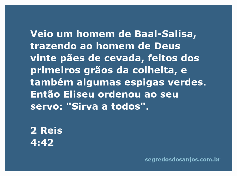 Homem de Baal-Salisa trazendo pães de cevada e espigas verdes para Eliseu.
