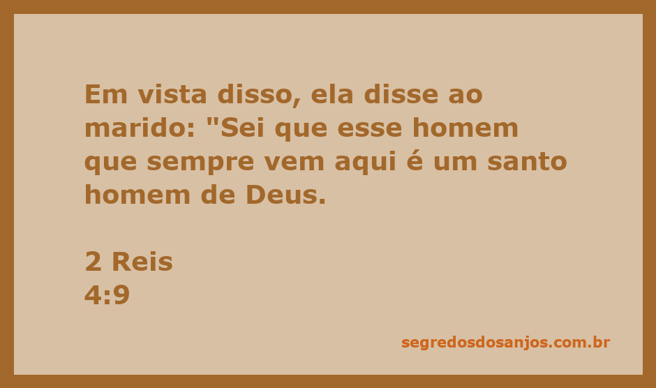 Imagem de uma mulher conversando com seu marido sobre um santo homem de Deus, representando a passagem de 2 Reis 4:9.