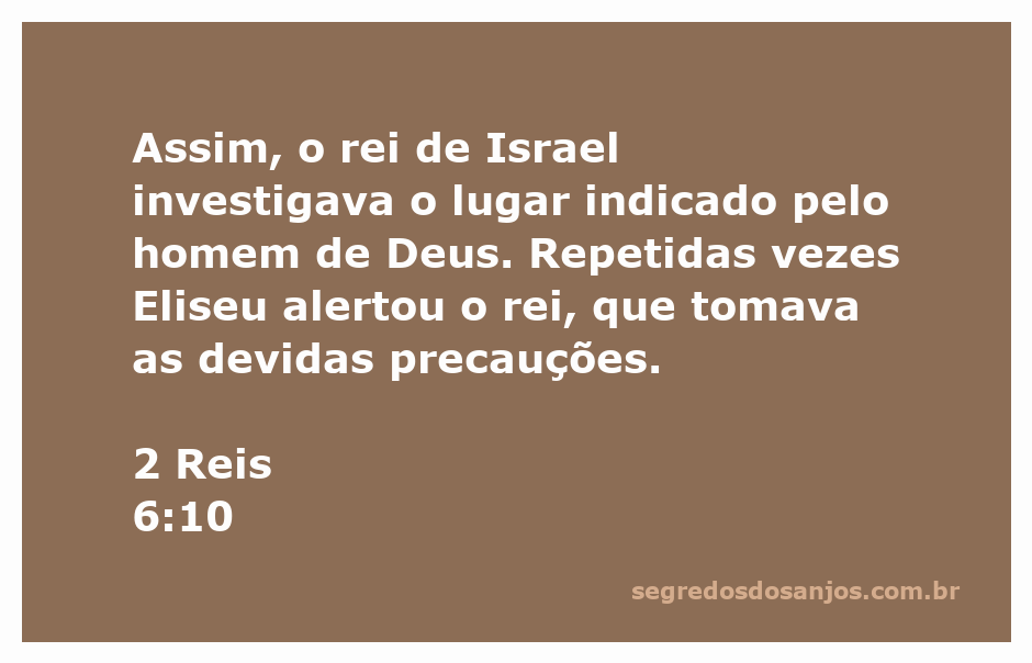 Ilustração de Eliseu alertando o rei de Israel sobre os planos inimigos.