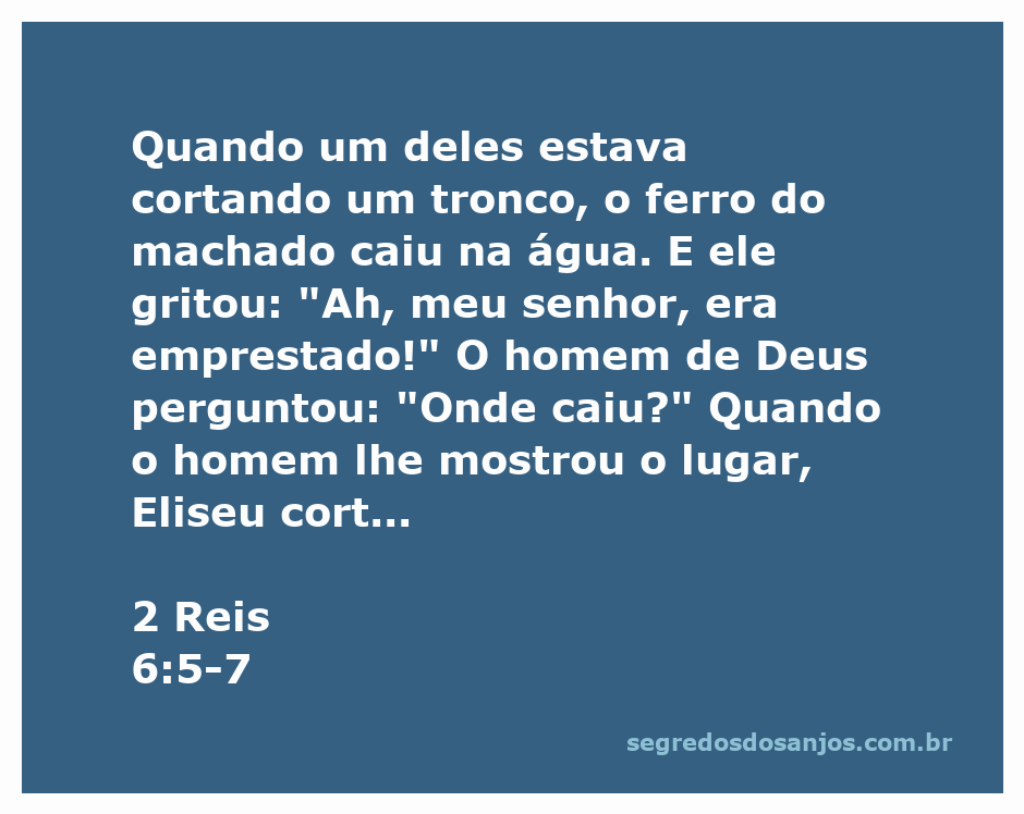 Ilustração da cena onde Eliseu faz o ferro do machado flutuar após ele cair na água.