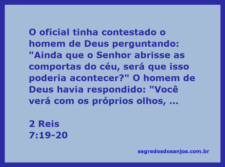 O oficial que duvidou da palavra do homem de Deus em 2 Reis 7:19-20, com a cidade ao fundo.