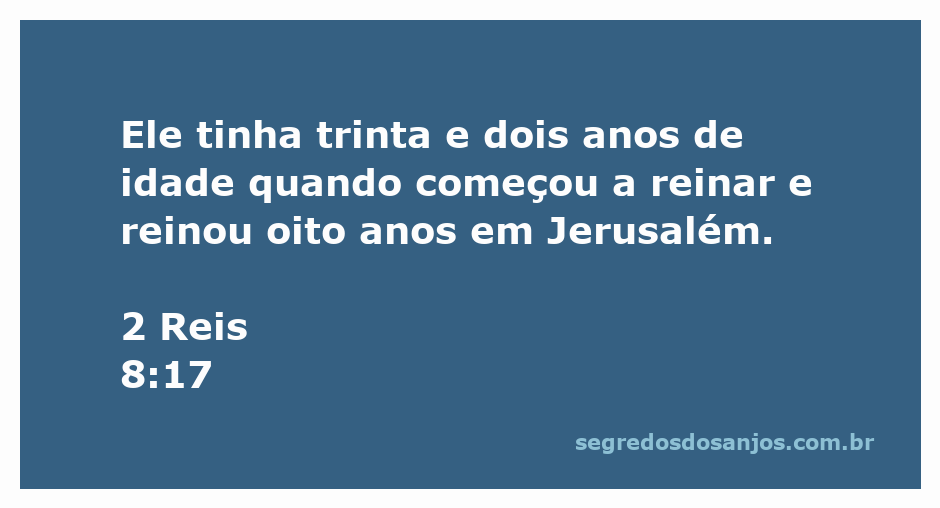 Rei de Jerusalém aos 32 anos, governando por 8 anos conforme 2 Reis 8:17.
