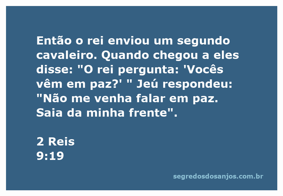 Um cavaleiro montado em um cavalo, representando a passagem de 2 Reis 9:19, onde Jeú é questionado sobre a paz.