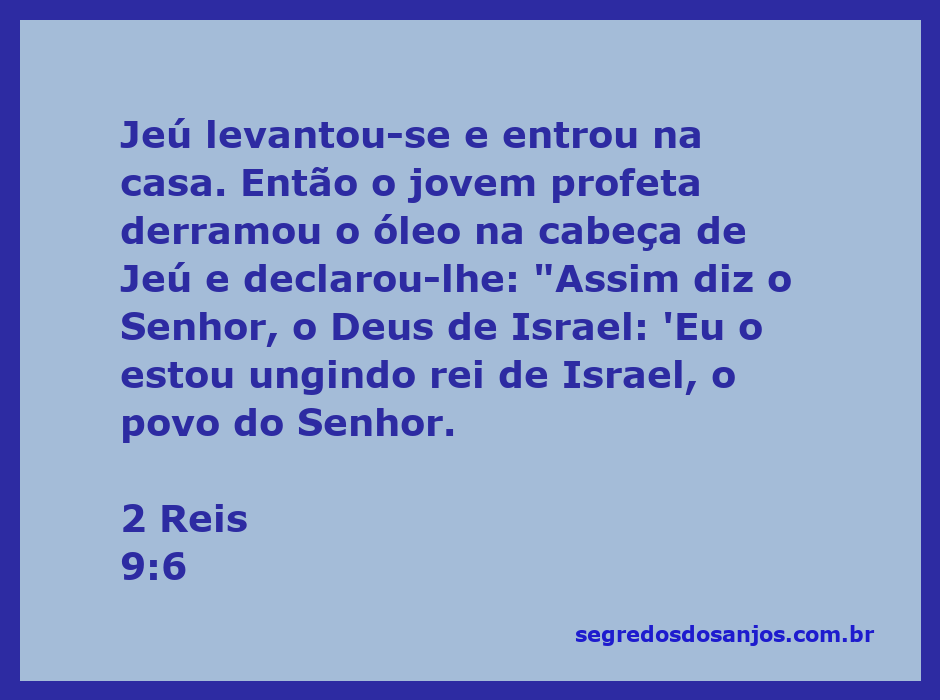 Jeú sendo ungido rei de Israel por um profeta com óleo na cabeça.