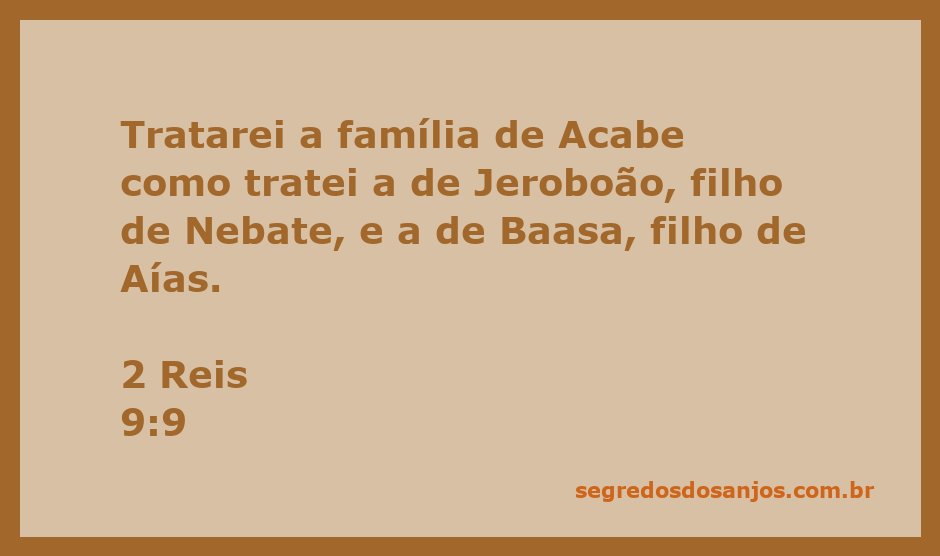 Deus promete justiça contra a família de Acabe, comparando-a às famílias de Jeroboão e Baasa.