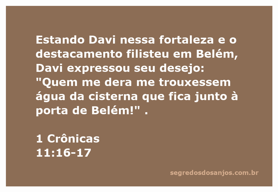Davi expressando seu desejo por água da cisterna em Belém, com a fortaleza ao fundo.