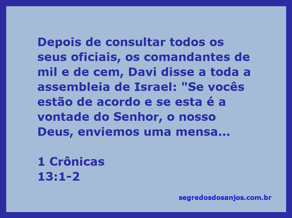 Davi consultando os oficiais de Israel sobre a vontade de Deus