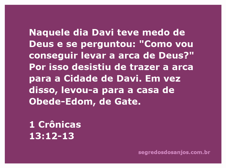 Davi expressando temor ao tentar levar a arca de Deus, refletindo sobre a passagem de 1 Crônicas 13:12-13.
