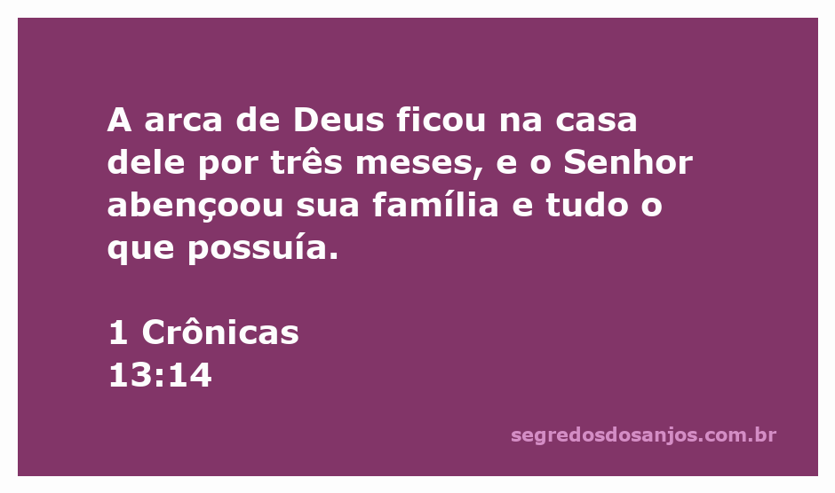 A arca da aliança representando a presença de Deus na casa de um homem abençoado.