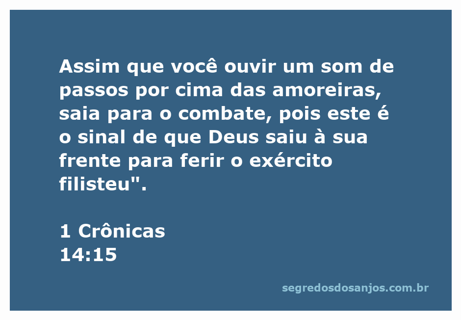 Imagem representativa da passagem 1 Crônicas 14:15, mostrando um sinal divino de batalha com amoreiras ao fundo.
