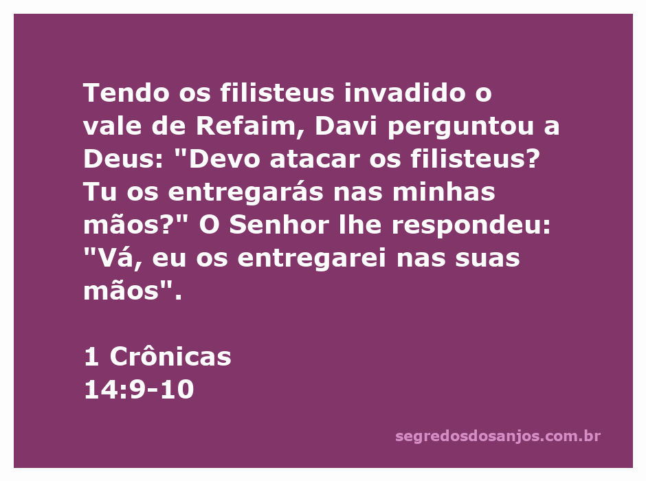 Davi consulta Deus antes de enfrentar os filisteus no vale de Refaim.
