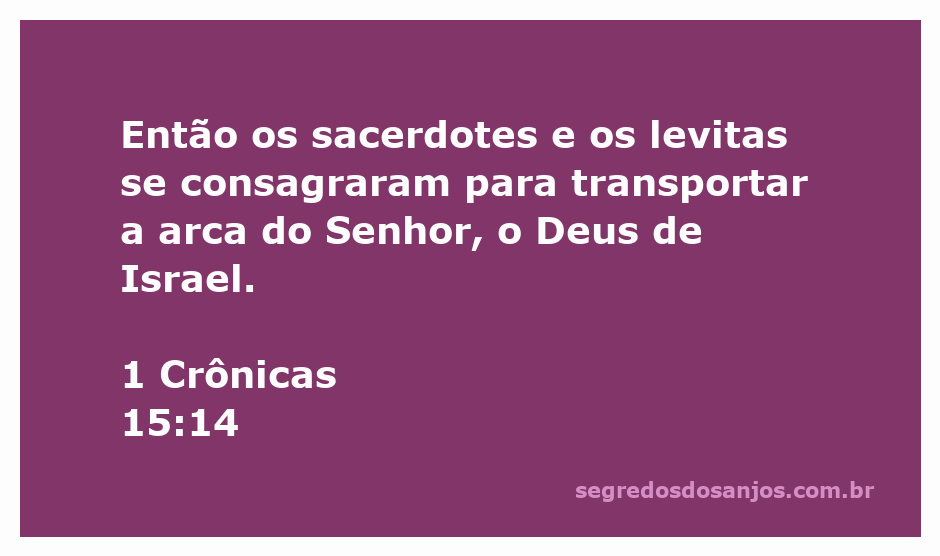 Sacerdotes e levitas se consagrando para transportar a arca do Senhor, simbolizando devoção e respeito.