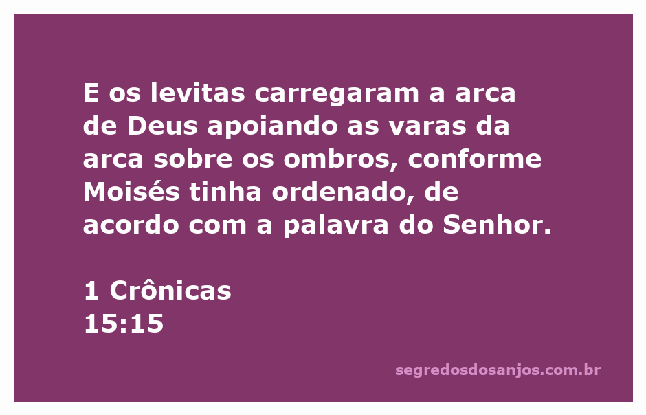 Levitas carregando a arca de Deus conforme instruído por Moisés.