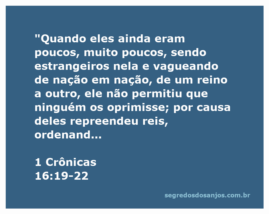 Imagem representativa de 1 Crônicas 16:19-22, destacando a proteção divina sobre os ungidos e profetas.