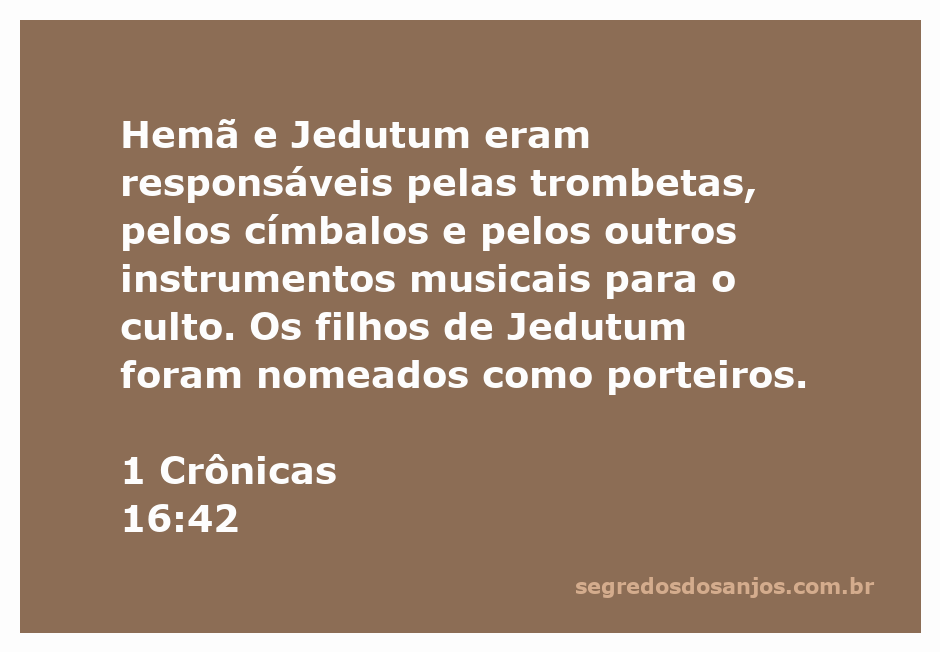 Imagem representativa da adoração no templo com trombetas, címbalos e outros instrumentos musicais.