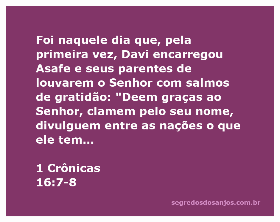 Davi e Asafe louvando ao Senhor com salmos de gratidão.