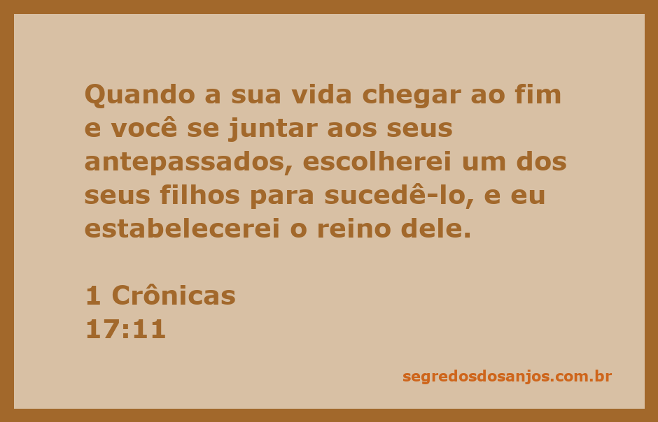 Ilustração do versículo 1 Crônicas 17:11, que fala sobre a sucessão do reino.