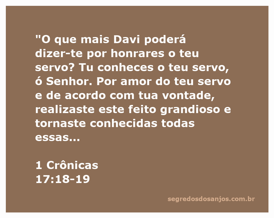 Davi expressando sua gratidão a Deus por Suas promessas grandiosas.