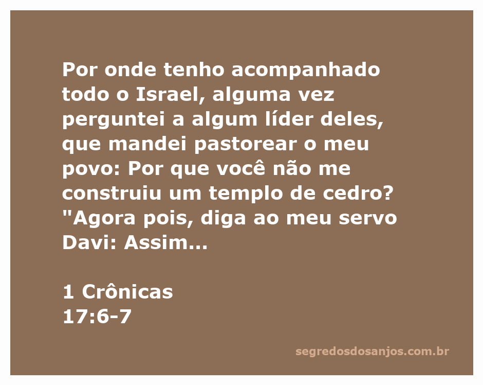 Deus fala a Davi sobre a construção do templo, destacando sua jornada de pastor a rei de Israel.