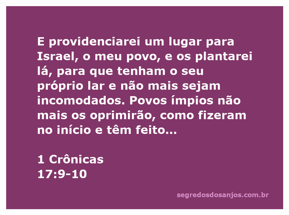 Imagem de uma paisagem que representa a promessa de um lar seguro para o povo de Deus, conforme 1 Crônicas 17:9-10.