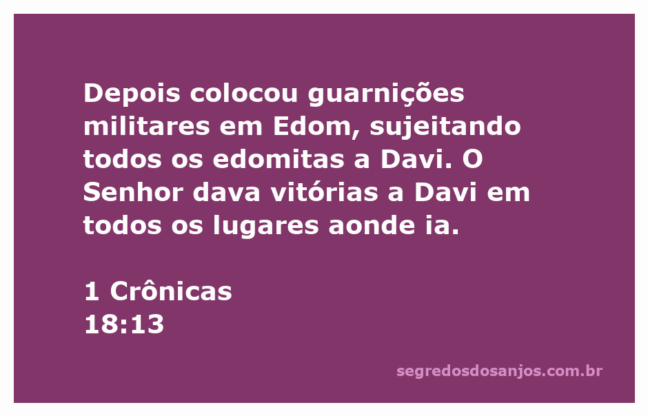 Rei Davi estabelecendo guarnições militares em Edom com a proteção divina.