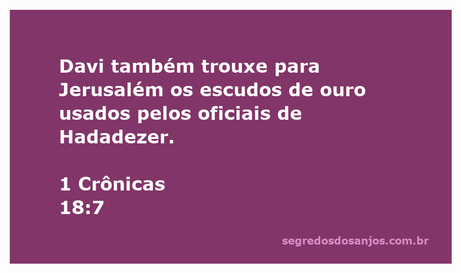 Davi trazendo escudos de ouro de Hadadezer para Jerusalém.