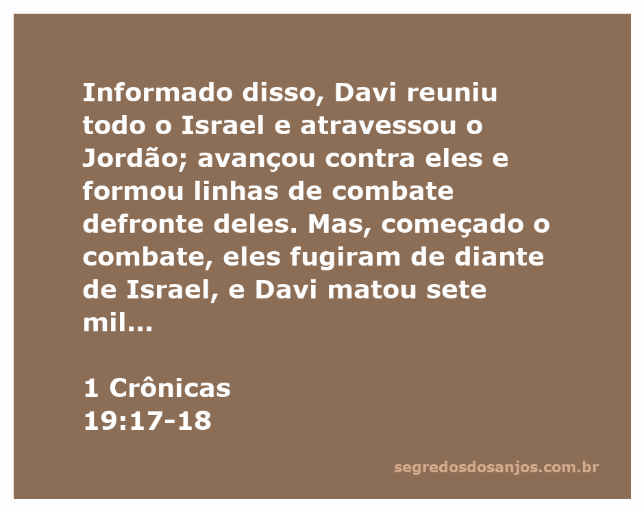 Reunião de Davi com seu exército antes da batalha contra os amonitas, representando a vitória em 1 Crônicas 19:17-18.