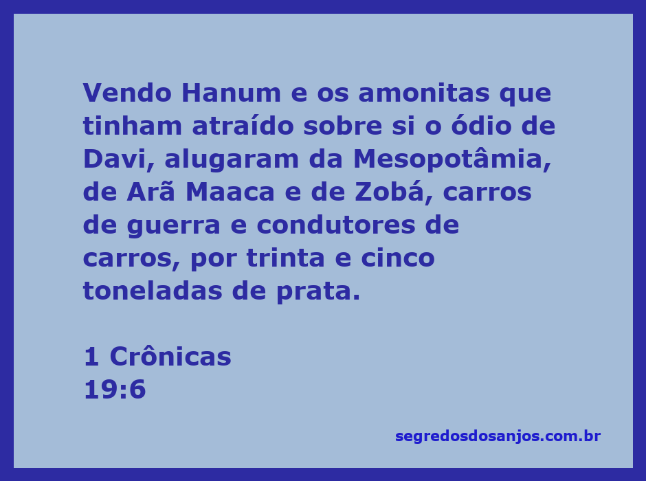 Representação da aliança dos amonitas com forças da Mesopotâmia em preparação para a guerra contra Davi.