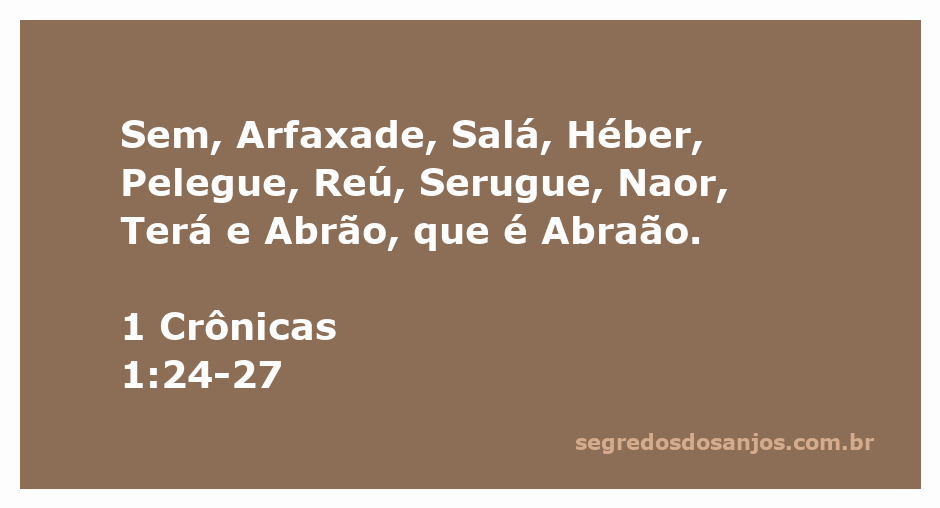 Genealogia de Abraão, destacando os nomes de Sem, Arfaxade, Salá, Héber, Pelegue, Reú, Serugue, Naor, Terá e Abrão.