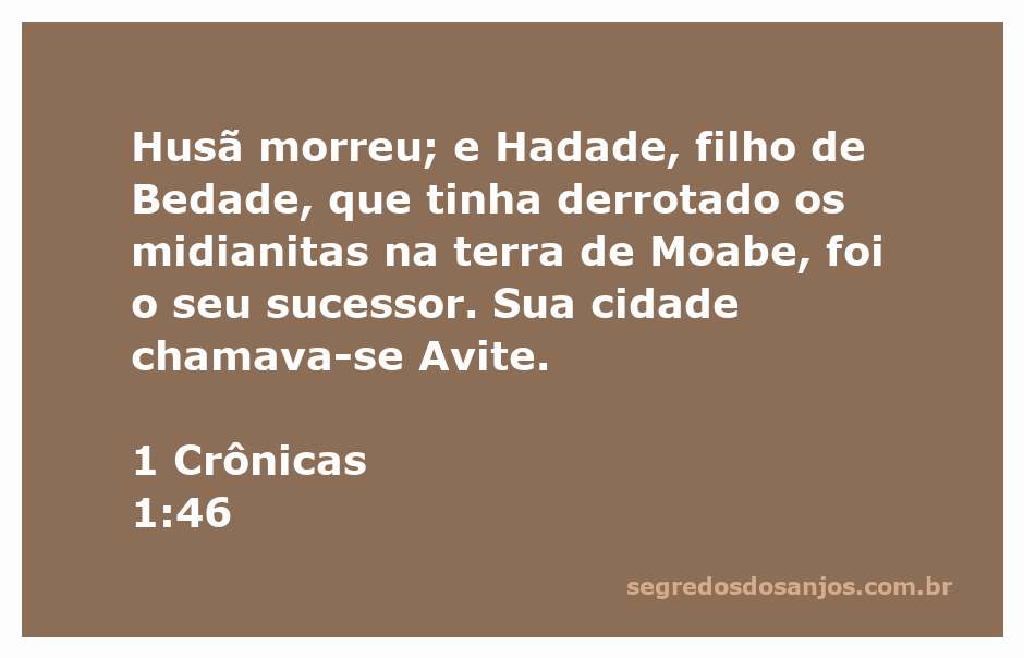 Representação artística da passagem de 1 Crônicas 1:46, destacando Hadade, filho de Bedade, como sucessor de Husã.