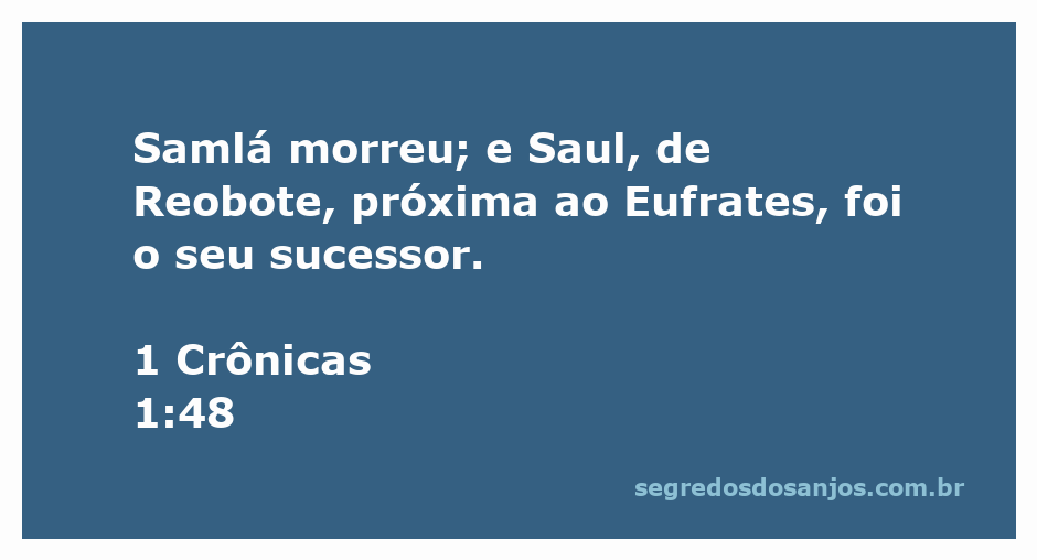 Representação da passagem bíblica 1 Crônicas 1:48, destacando a morte de Samlá e a sucessão de Saul.