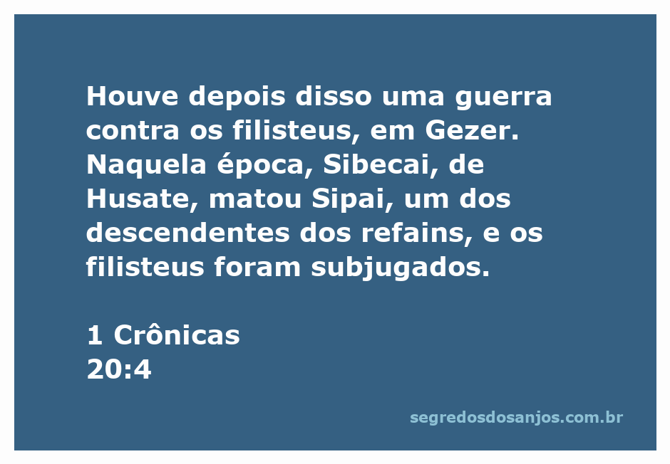 Ilustração da batalha entre os israelitas e filisteus em Gezer, destacando Sibecai derrotando Sipai.