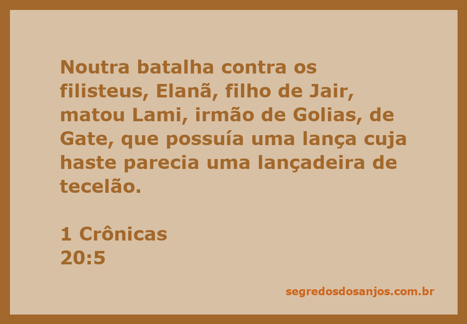 Elanã lutando contra Lami, irmão de Golias, durante uma batalha contra os filisteus.