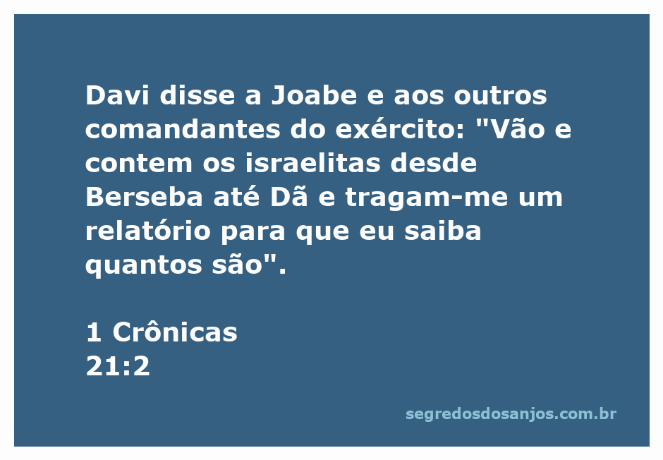 Rei Davi ordenando o censo de Israel a Joabe e seus comandantes