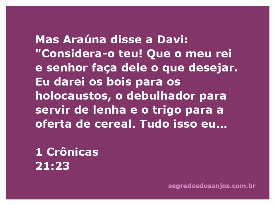Araúna oferecendo a Davi os bois e trigo para sacrifício