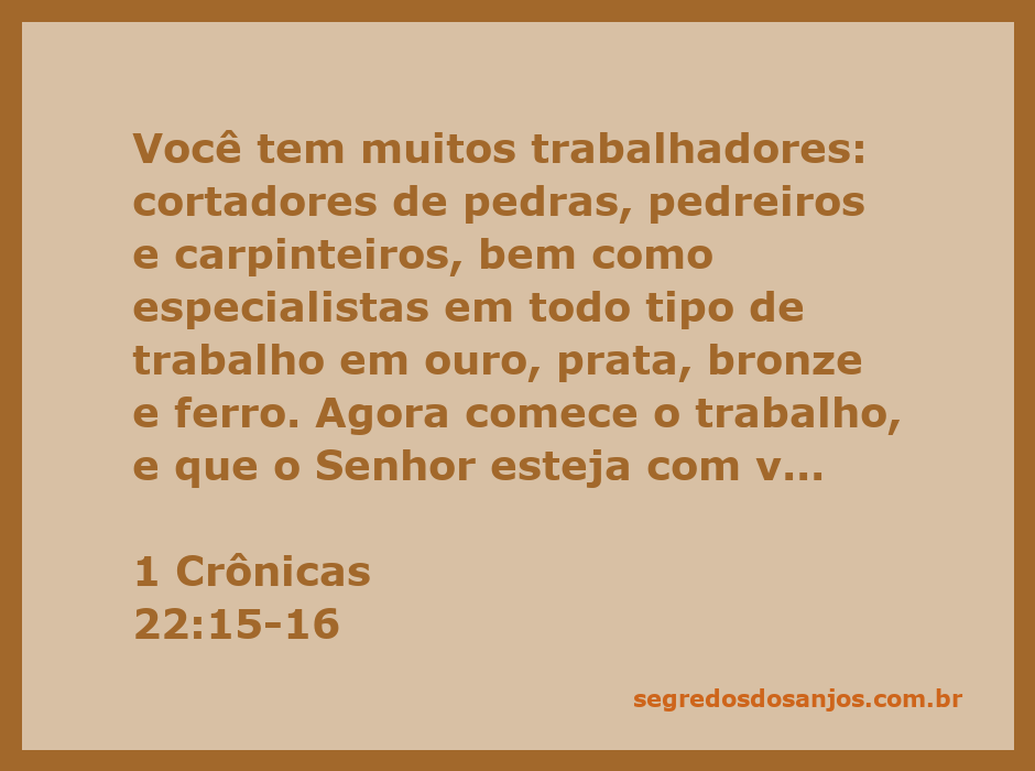 Imagem representando a construção do templo com trabalhadores dedicados em diversas atividades, como corte de pedras e carpintaria.
