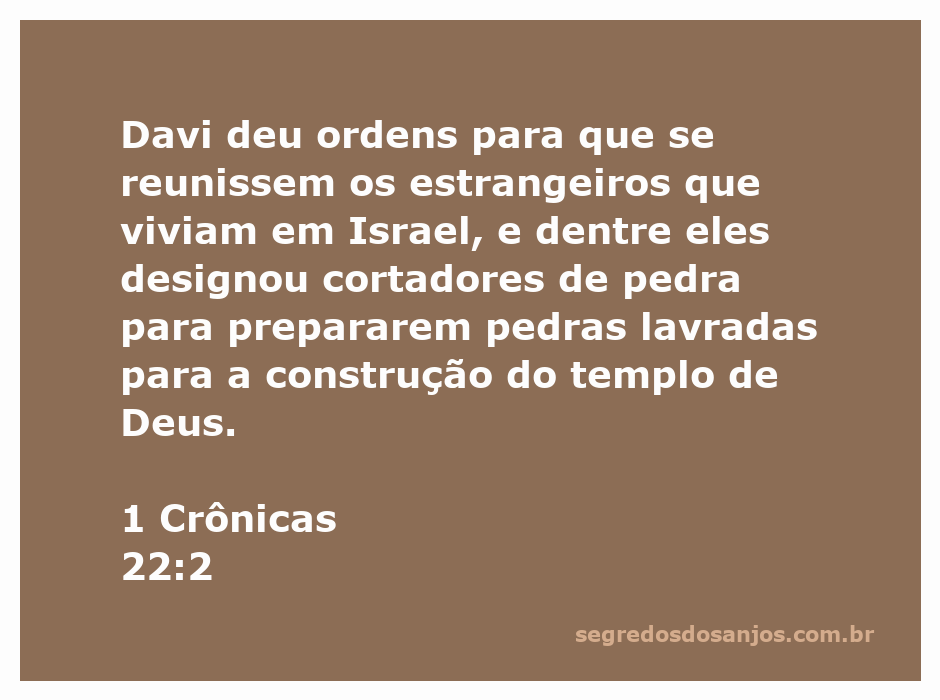 Cortadores de pedra trabalhando na construção do templo de Deus sob as ordens de Davi.