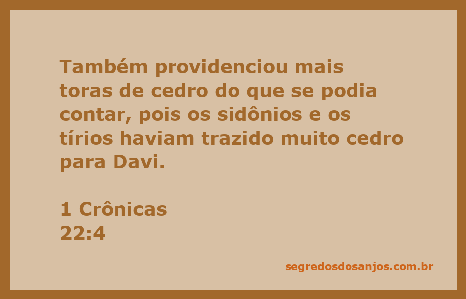Reprodução artística da abundância de toras de cedro trazidas por sidônios e tírios para Davi.