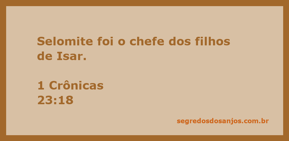 Imagem representativa de Selomite, chefe dos filhos de Isar, conforme 1 Crônicas 23:18.