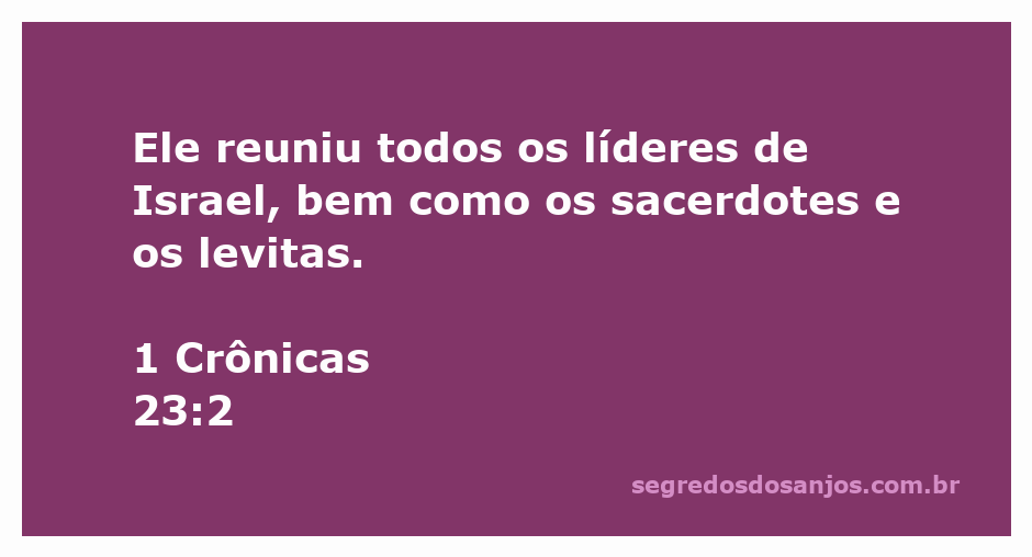 Reunião dos líderes de Israel, sacerdotes e levitas conforme descrito em 1 Crônicas 23:2.