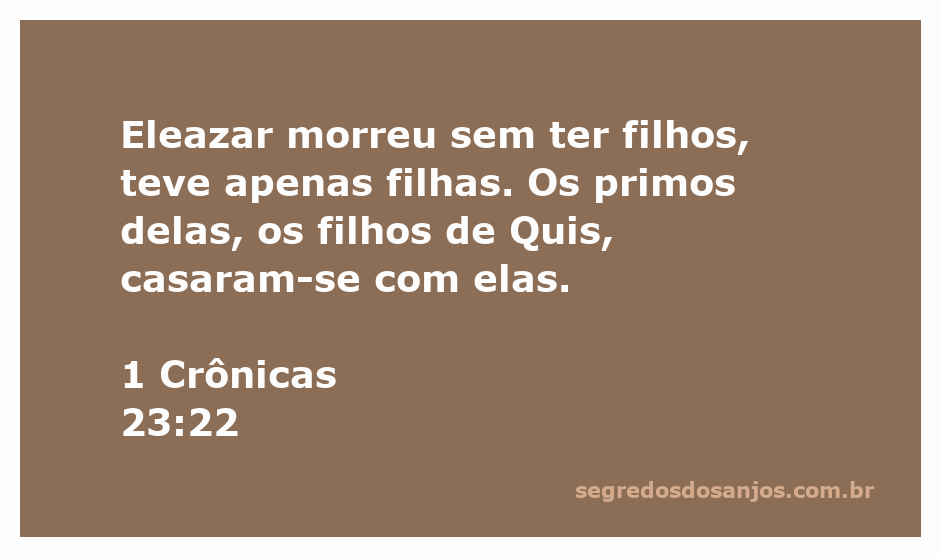 Imagem representativa da passagem de 1 Crônicas 23:22 sobre Eleazar, que teve apenas filhas.