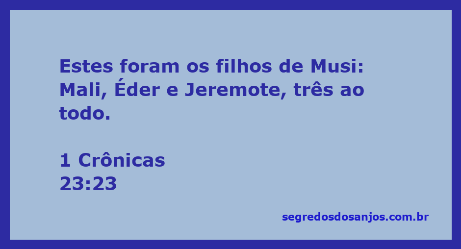 Filhos de Musi mencionados em 1 Crônicas 23:23, incluindo Mali, Éder e Jeremote.