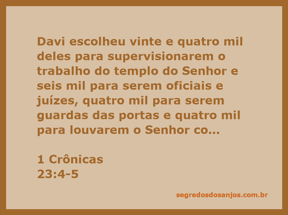 Ilustração de Davi organizando os levitas para o serviço no templo, destacando suas diferentes funções.
