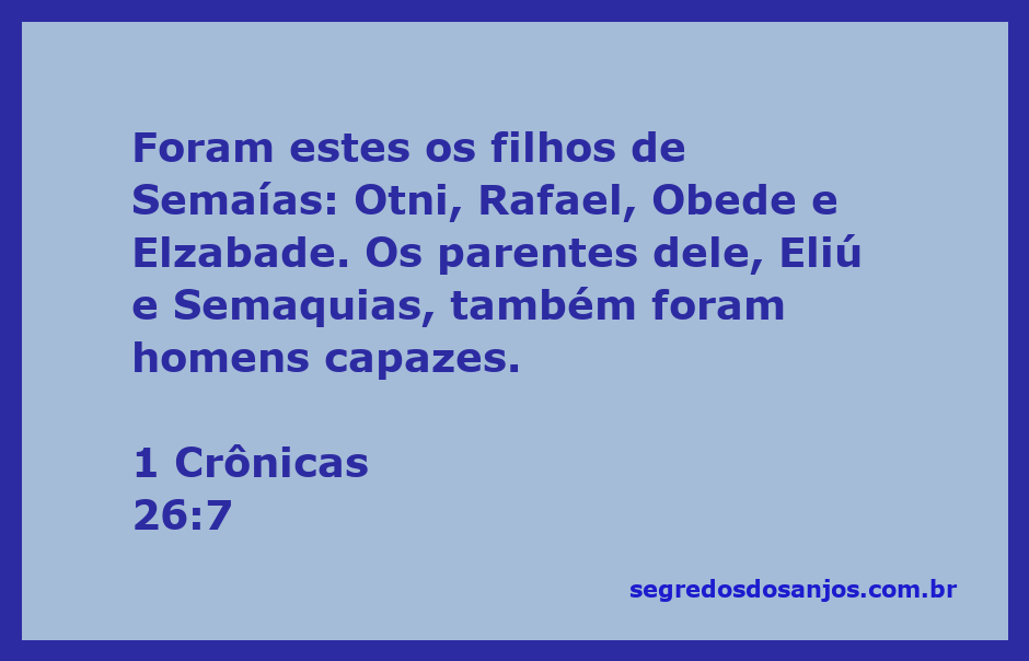 Os filhos de Semaías mencionados em 1 Crônicas 26:7, destacando suas habilidades.