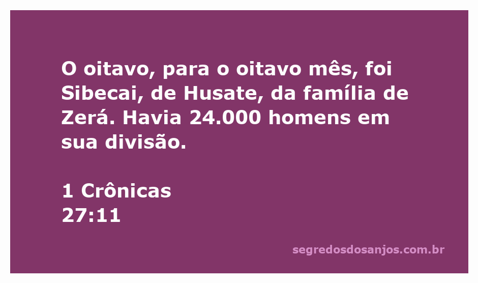 Divisão militar de 24.000 homens liderada por Sibecai em 1 Crônicas 27:11