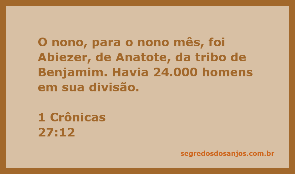 Divisão militar de Abiezer de Anatote da tribo de Benjamim conforme 1 Crônicas 27:12.