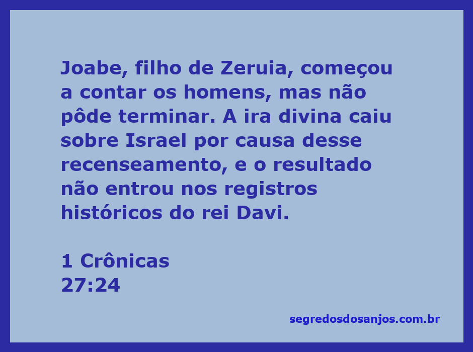 Ilustração de Joabe contando os homens de Israel, com uma representação simbólica da ira divina.