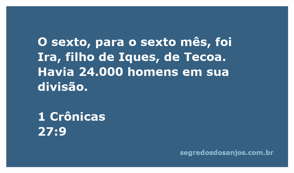 Ira, filho de Iques, de Tecoa, líder militar da divisão do sexto mês em 1 Crônicas 27:9.